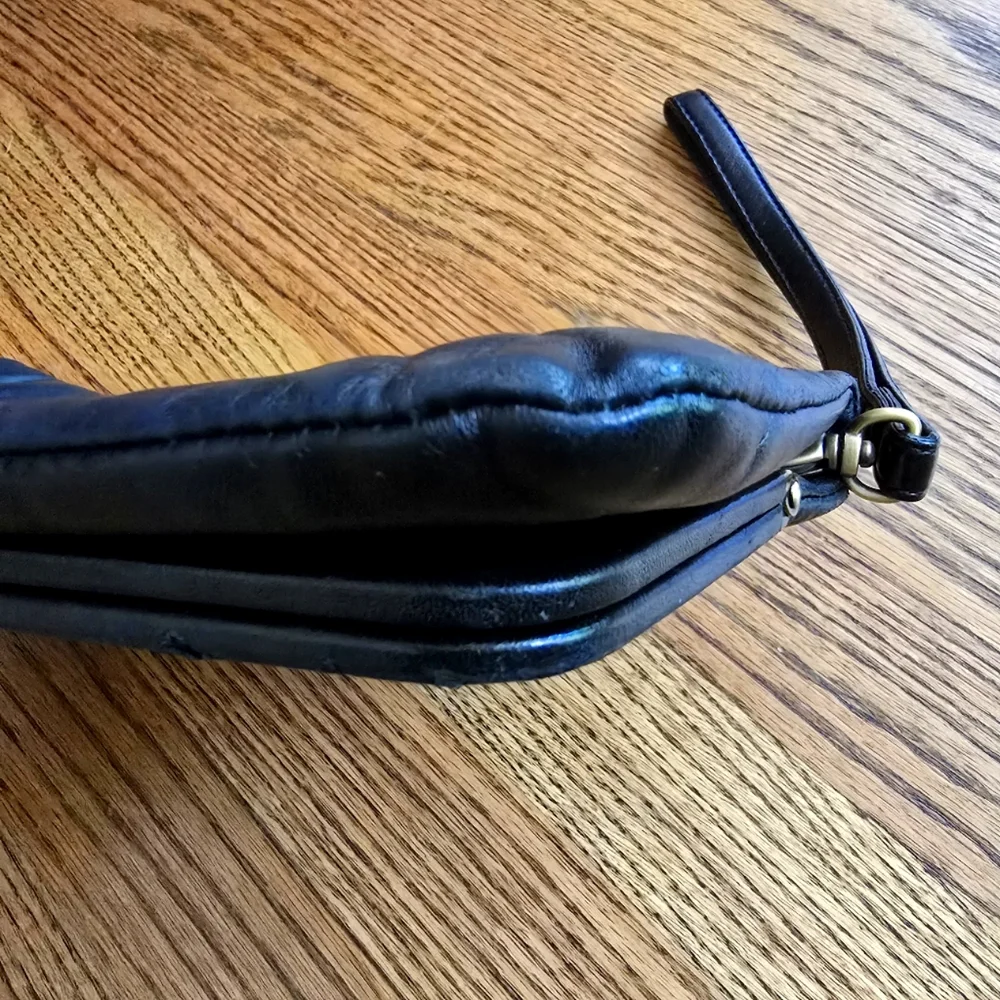 Leather HOBO Navy Clutch Architectural Wristlet Large